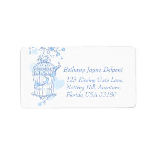 Étiquette de retour mariage à cage ouverte aux ois