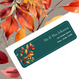 Étiquette de retour Mariage de automne turquoise e