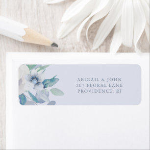 Étiquette de retour Mariage floral bleu simple