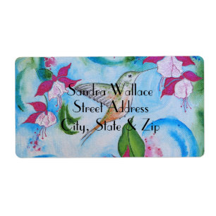 Étiquette de retour Mariage Hummingbird & Fuchsia