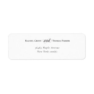 Étiquette de retour Mariage noir blanc élégant