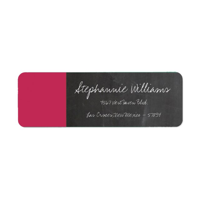 Étiquette de retour Mariage rose Chalkboard (Devant)
