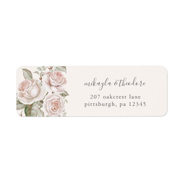 Étiquette de retour Mariage Rose Peach Blush (Devant)