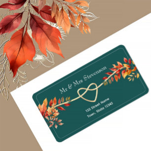 Étiquette de retour Mariage turquoise et orange