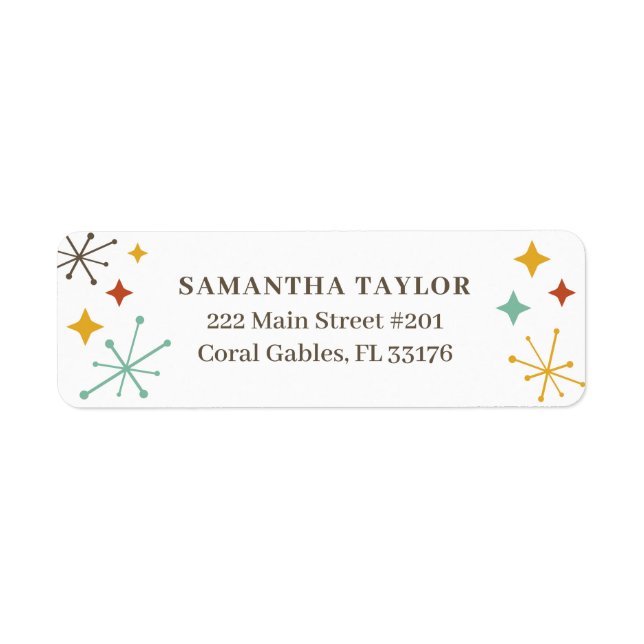 Étiquette de retour moderne du milieu du siècle (Devant)