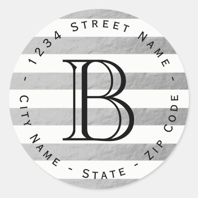 Étiquette de retour Monogramme de l'huile d'argent (Devant)