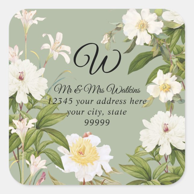 Étiquette de retour Monogramme Fleur de sauge lila (Devant)