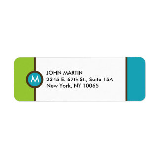 Étiquette de retour Monogramme moderne - Bleu/Brow