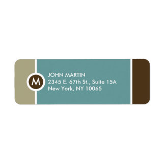Étiquette de retour Monogramme moderne - Bleu/Brow