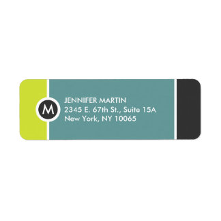 Étiquette de retour Monogramme moderne - Jaune/gri