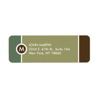 Étiquette de retour Monogramme moderne - Vert/Brow