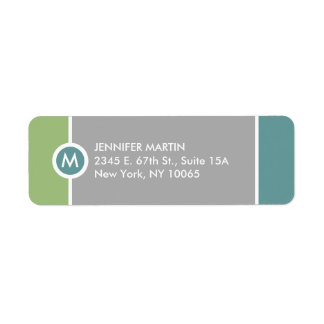 Étiquette de retour Monogramme moderne - Vert/Gris