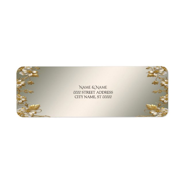 Étiquette de retour Ornat Or Floral Blanc (Devant)