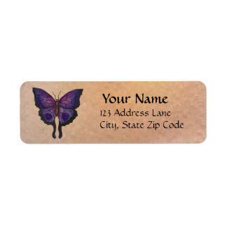 Étiquette de retour Papillon bleu et violet