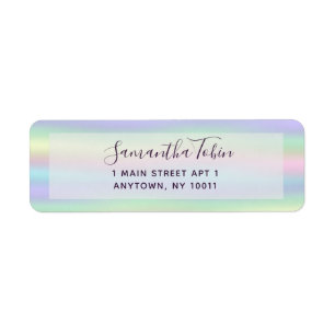 Étiquette de retour Pastel Rainbow Faux Holo