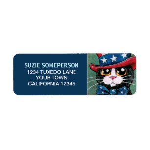 Étiquette de retour Patriotic USA Tuxedo Cat