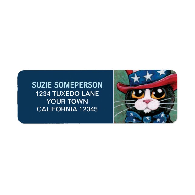 Étiquette de retour Patriotic USA Tuxedo Cat (Devant)