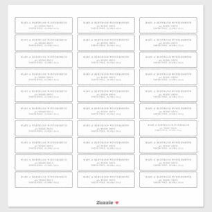 Étiquette de retour pré-adressée de mariage minima