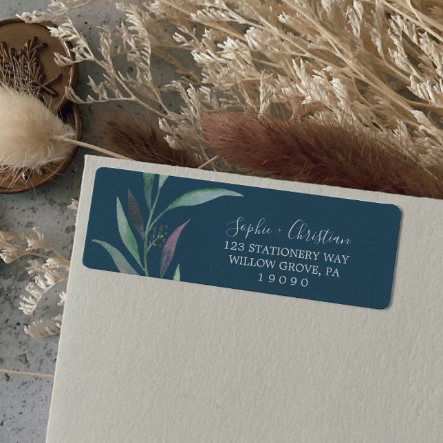 Étiquette de retour Purple Green Eucalyptus Blue (Créateur téléchargé)