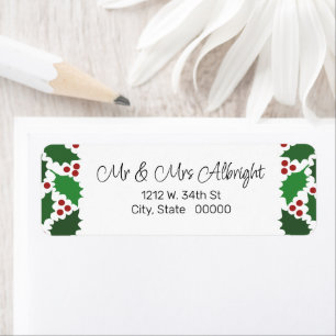 Étiquette de retour Red & Green Jolly Holly