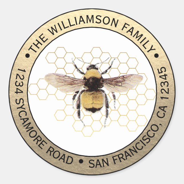Étiquette de retour ronde Rustique BumbleBee (Devant)