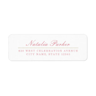 Étiquette de retour rose et or