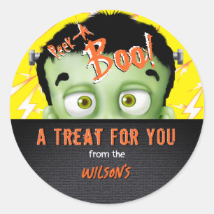 Étiquette de sac à bonbons Halloween Frankenstein