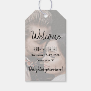 Étiquette de sac de bienvenue de mariage photo mod