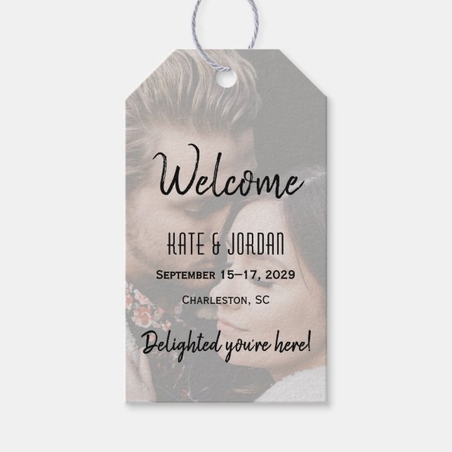 Étiquette de sac de bienvenue de mariage photo mod (Devant)