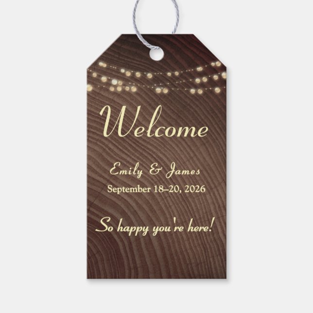 Étiquette de sac de bienvenue pour mariage rustiqu (Devant)