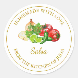 Étiquette de salsa maison Gold   Blanc
