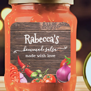 Étiquette de salsa maison rustique