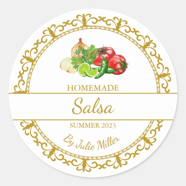 Étiquette de salsa maison vintage Gold (Devant)
