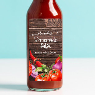 Étiquette de salsa personnalisée rustique fait mai