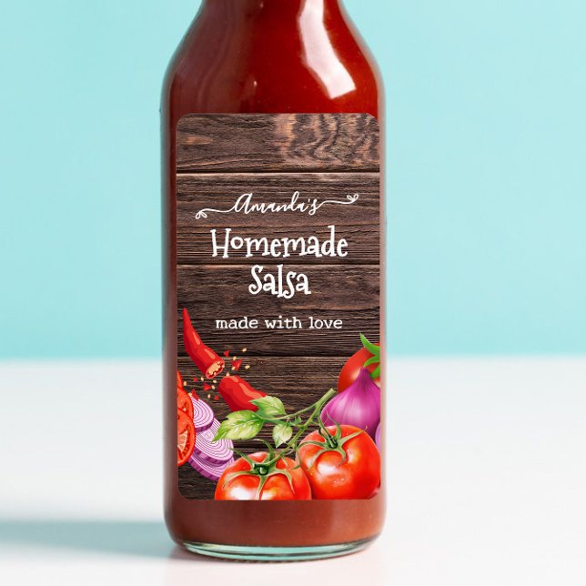 Étiquette de salsa personnalisée rustique fait mai (Créateur téléchargé)