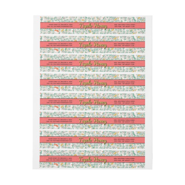 Étiquette de satin floral Pastel Envelopper autour (Feuille)