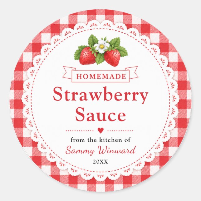 Étiquette de Sauce aux Fraises Maison (Devant)