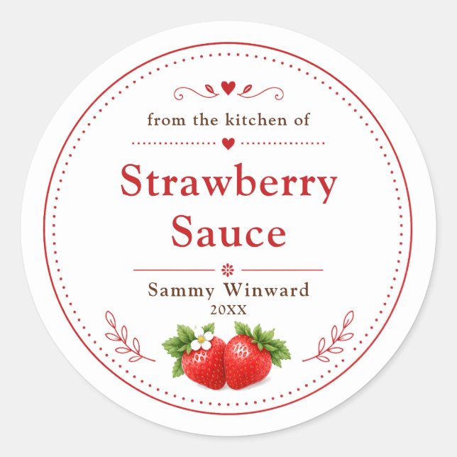 Étiquette de Sauce aux Fraises Maison (Devant)