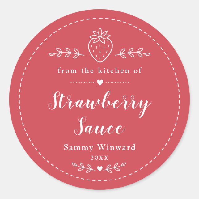 Étiquette de Sauce aux Fraises Maison (Devant)