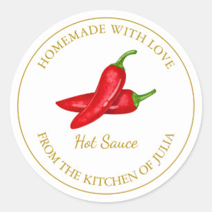 Étiquette de sauce chaude maison en or Blanc
