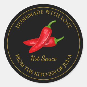 Étiquette de sauce chaude maison en or   Noir