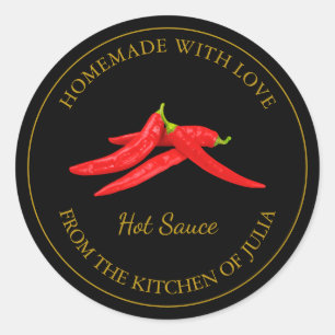 Étiquette de sauce chaude maison Noir
