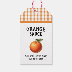 Étiquette de sauce orange à motif à carreaux