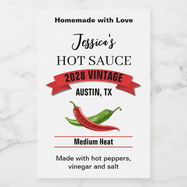 Étiquette de sauce piquante de mariage HS039tr (Étiquettes simples)