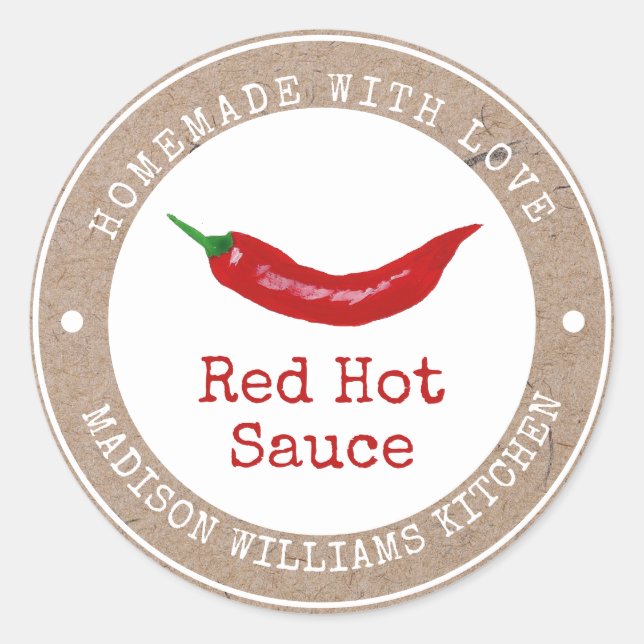 Étiquette de Sauce Piquante | Faite Maison avec Am (Devant)
