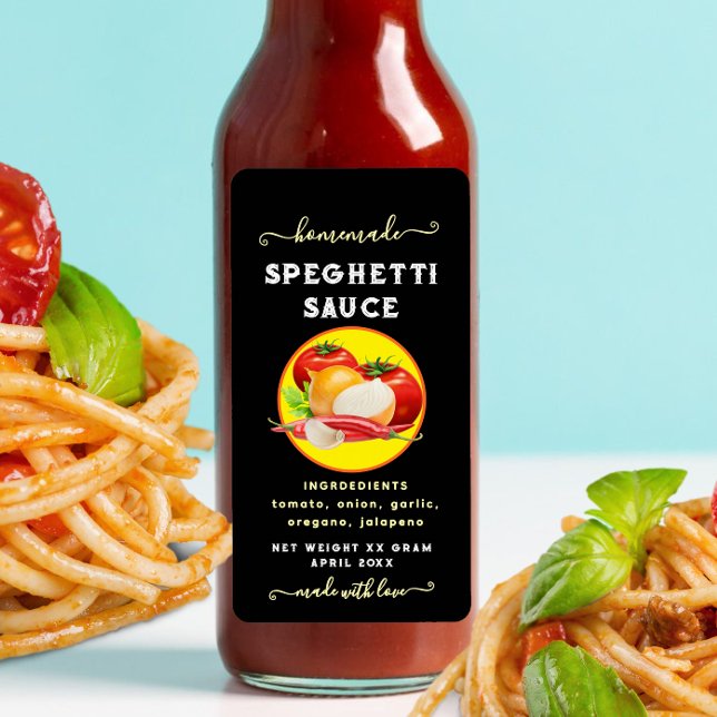 Étiquette de sauce spaghetti enflammée personnalis (Créateur téléchargé)