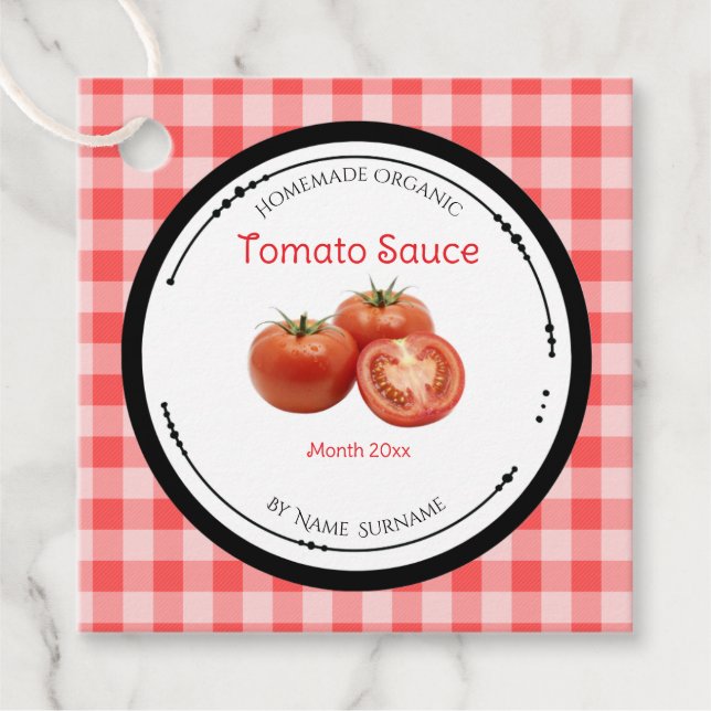 Étiquette de sauce tomate maison avec ingrédients (Devant)