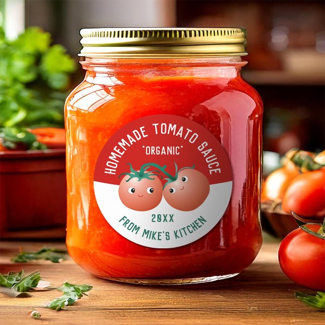 Étiquette de sauce tomate maison avec texte person (Créateur téléchargé)