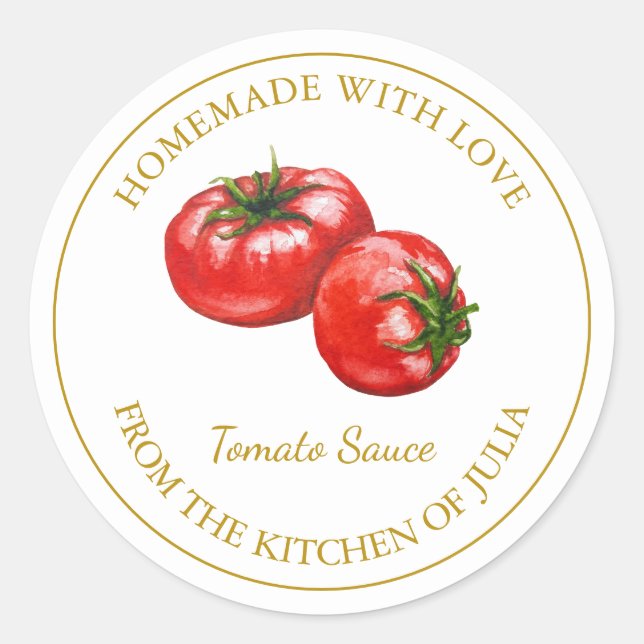 Étiquette de sauce tomate maison en or | Blanc (Devant)