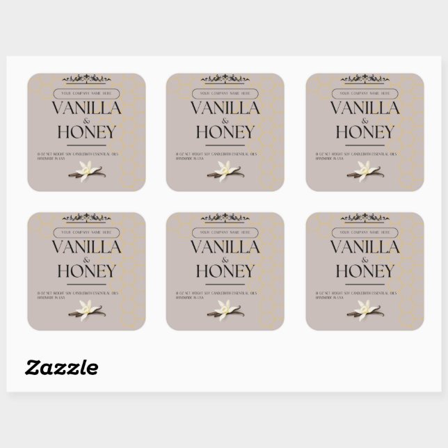 Étiquette de savon à la vanille et au miel (Feuille)